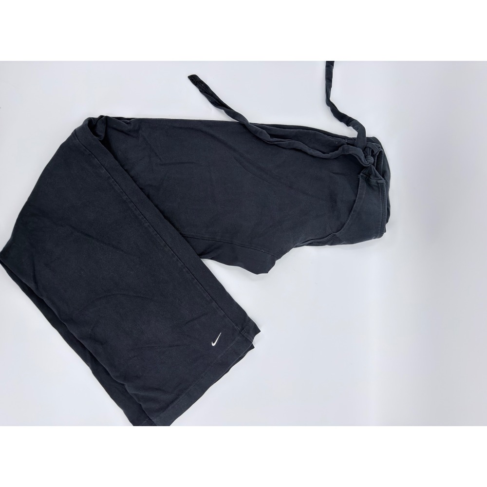 Nike Yoga Pants Flare Leg Y2K Women Size Large Black Organic Cotton Drawstring